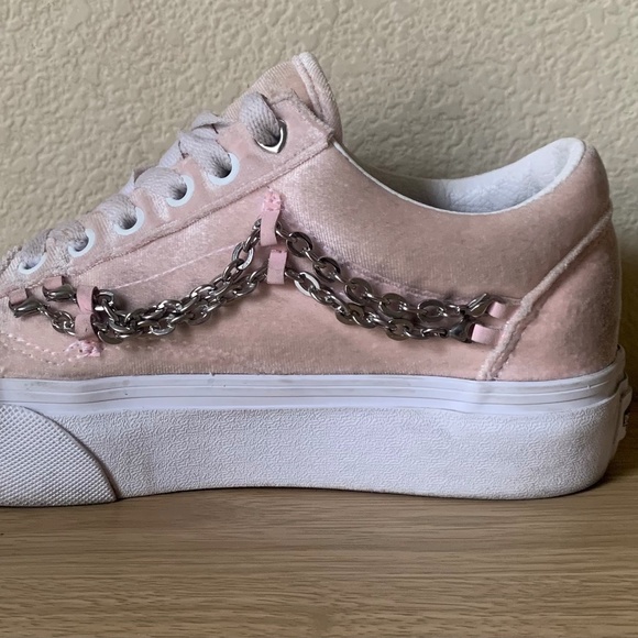 Vans Old Skool Platform Pink Velvet with Chain Shoes Size 7.5 - Picture 8 of 8